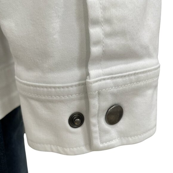 LL Bean White Utility Jacket PS Snap Button High Collar Outdoor Hiking Everyday - Picture 5 of 9